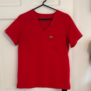 Figs Scarlet V-Neck Scrub Top